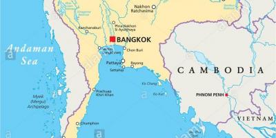 Bangkok sa isang mapa ng mundo