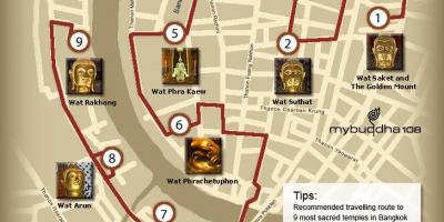 Mapa ng bangkok templo tour