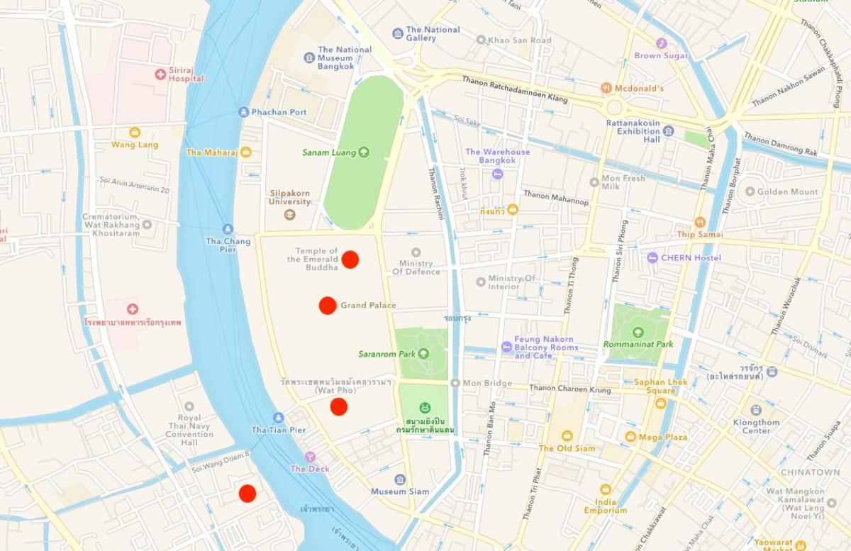 mapa ng mga templo sa bangkok