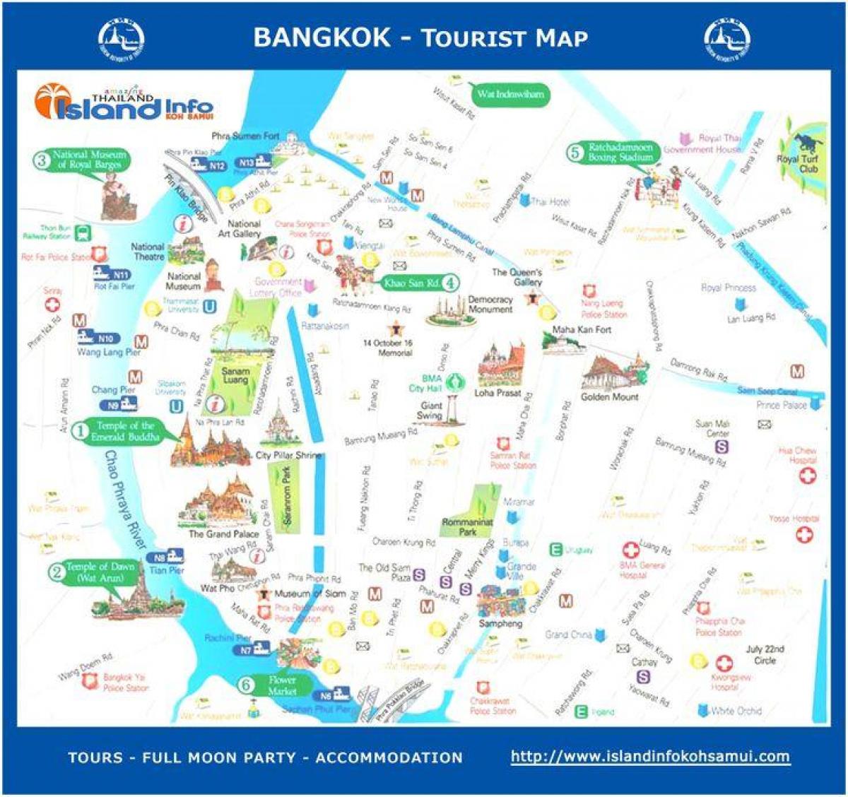 bangkok thailand turista mapa