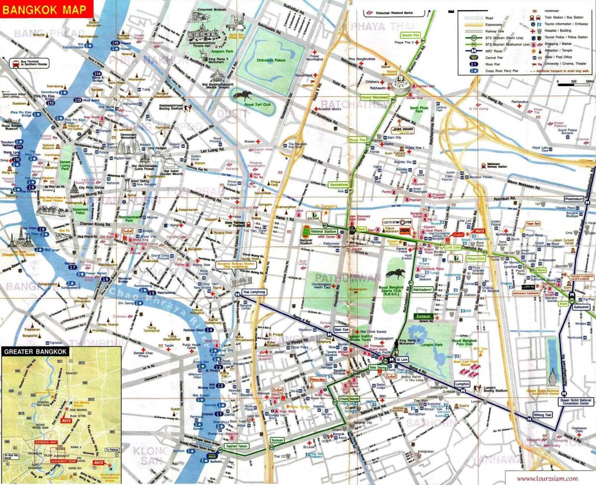 bangkok turista mapa ingles